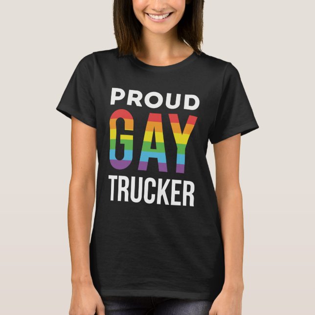 Proud Gay Trucker T Shirt (Framsida)