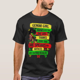 Proud Gemini Girl Melanin Zodiac Birthday Black Wo T Shirt