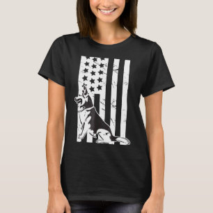 Proud German Shepherd Hund American Flagga T Shirt