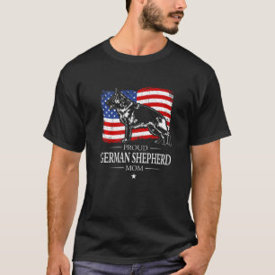 Proud German Shepherd Mamma American Flagga Patrio T Shirt