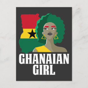 Proud Ghana Girl Flagga African Vykort
