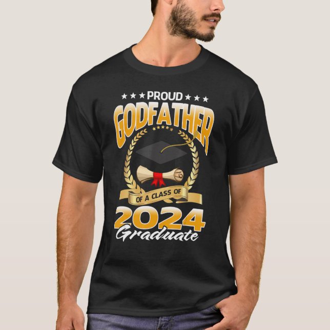 Proud Godfader av klass 2024 Student Gradua T Shirt (Framsida)