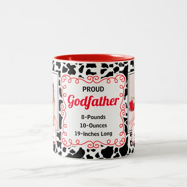 Proud Godfather Western Cow Print med Red Photos Två-Tonad Mugg (Center)
