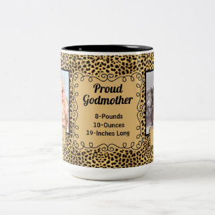 Proud Godmor Cheetah Animal Print Baby Photos Två-Tonad Mugg