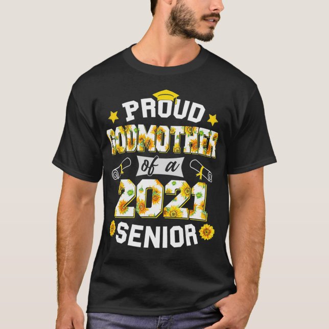 Proud Godmor från 2021 års högre Blommigt Studente T Shirt (Framsida)