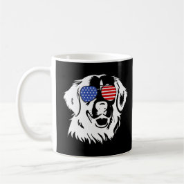 Proud Golden Retriever American Flagga sunglass Kaffemugg