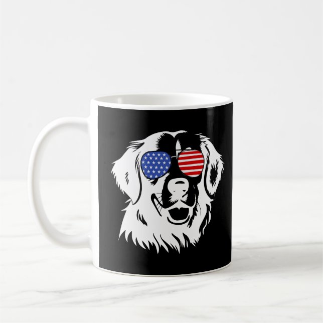 Proud Golden Retriever American Flagga sunglass Kaffemugg (Vänster)