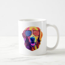Proud Golden Retriever American Flagga sunglass