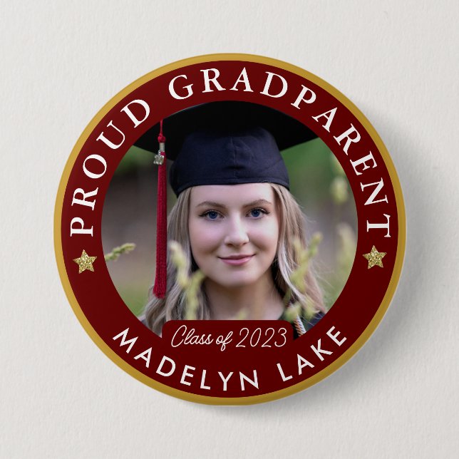 Proud GRADParent Photo 2023 Studenten-knapp Knapp (Framsida)