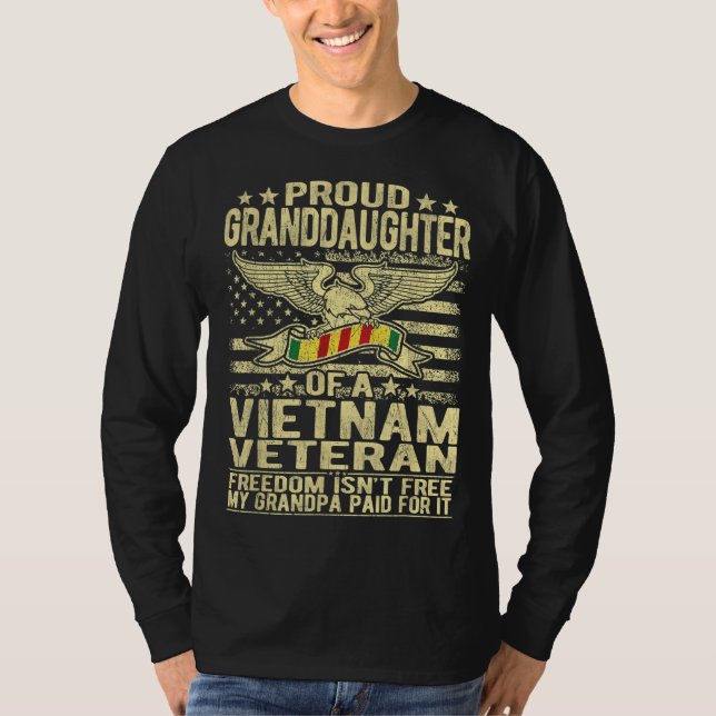 Proud Granddotter of Vietnam Veteran - Freedom I T Shirt (Framsida)