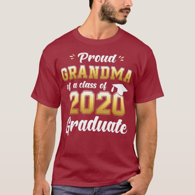 Proud Grandma av klass 2020 Student Shirt T (Framsida)