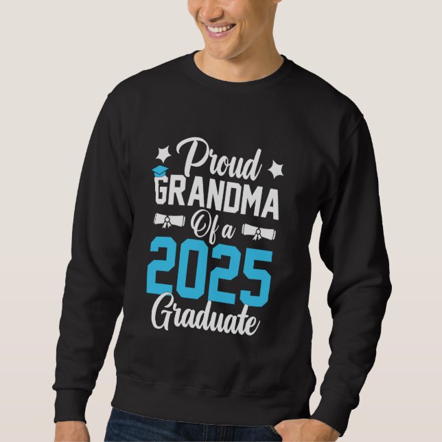 Proud Grandma av klass 2025 Senior Grandma Gr Lång Ärmad Tröja (Framsida)
