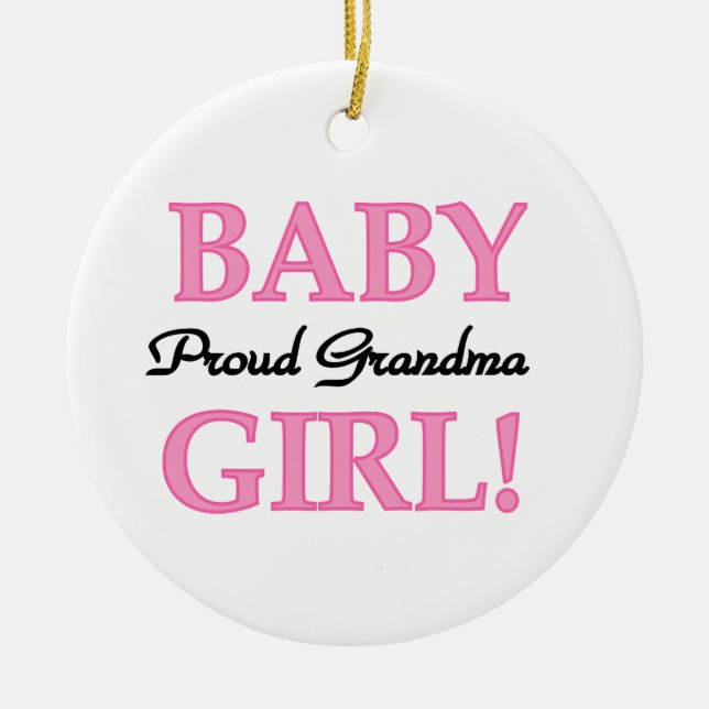 Proud Grandma Flicka Gifts Julgransprydnad Keramik (Framsidan)