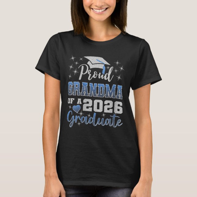 Proud Grandma från 2026 Student-familjen Studenten T Shirt (Framsida)