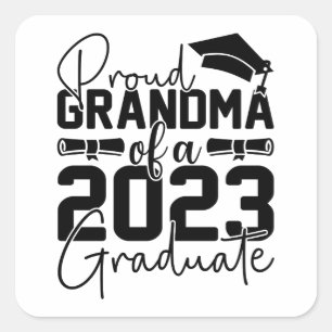 Proud Grandma från Student 2023 Fyrkantigt Klistermärke