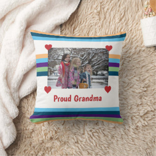 Proud Grandma Kärlek Photo Bands of Färg gör din Kudde
