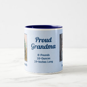 Proud Grandma Nyfödd bebis i Blue Photo Två-Tonad Mugg