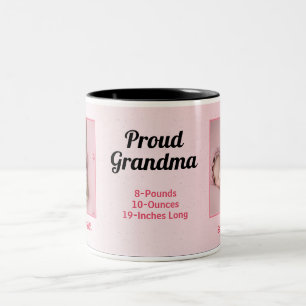 Proud Grandma Nyfödd bebis Rosa 2 Photo Två-Tonad Mugg
