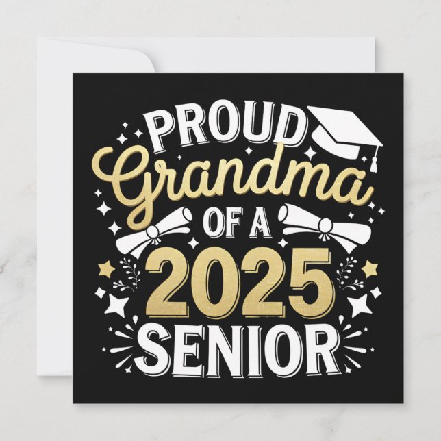 Proud Grandma of a 2025 Student Studenten Golden Inbjudningar (Framsida)
