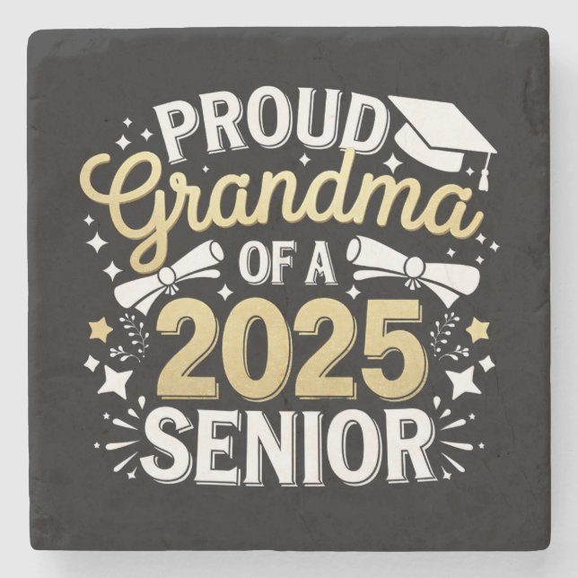 Proud Grandma of a 2025 Student Studenten Golden Stenunderlägg (Framsidan)