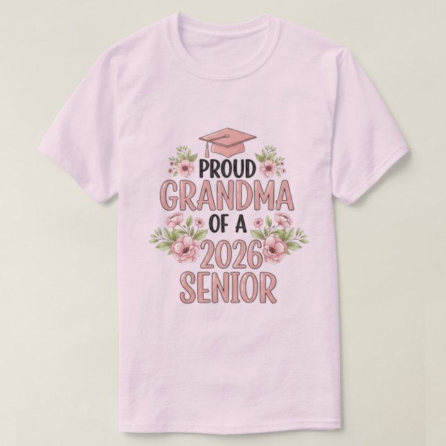 Proud Grandma of a 2026 Senior Graduation Floral T Shirt (Design framsida)