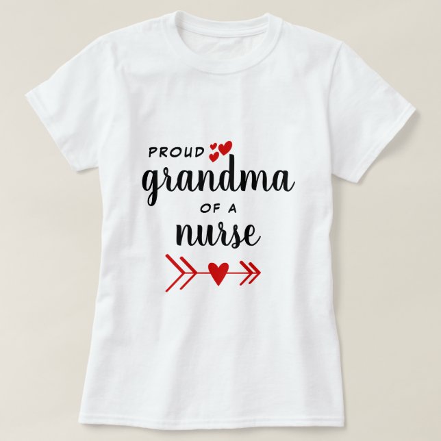 Proud Grandma of a Nurse Red Hearts T Shirt (Design framsida)