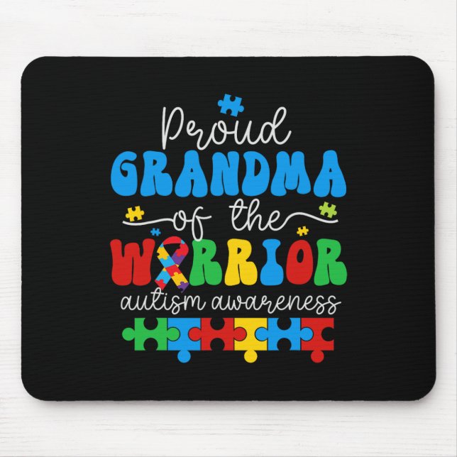 Proud Grandma of a Warrior Autism Awareness Puzzle Musmatta (Framsidan)