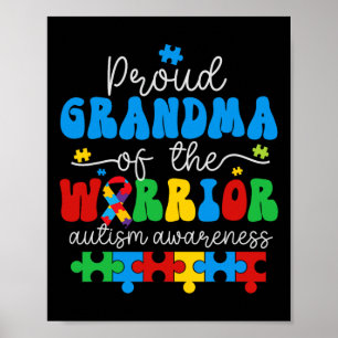Proud Grandma of a Warrior Autism Awareness Puzzle Poster