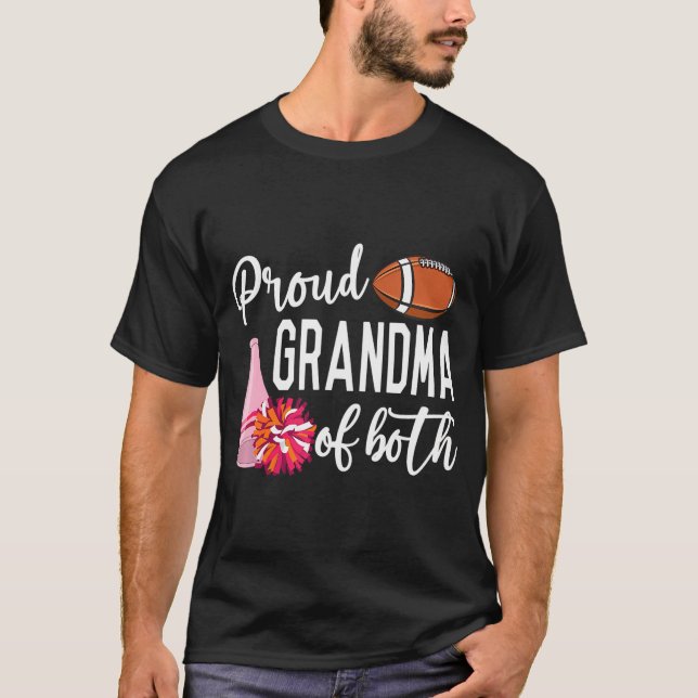 Proud Grandma of CheerLeader & Football Player T Shirt (Framsida)