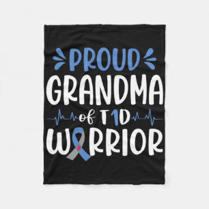 Proud Grandma of T1d Warrior Diabetes Awareness Bl Fleecefilt