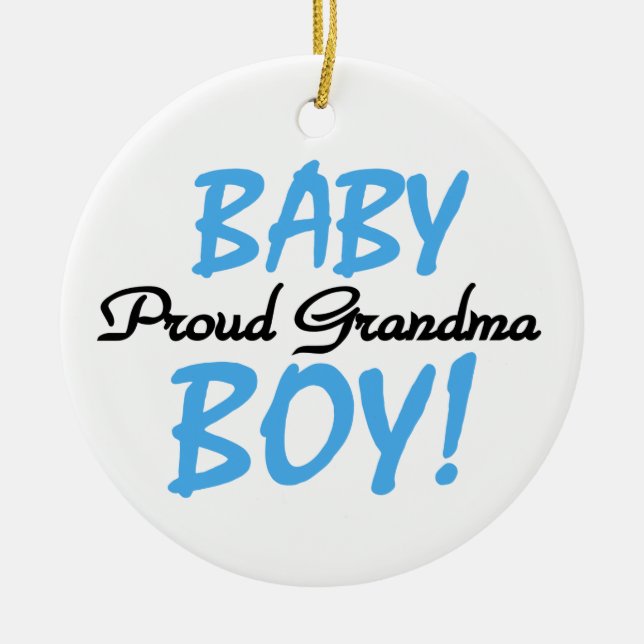 Proud Grandma Pojke Gifts Julgransprydnad Keramik (Framsidan)