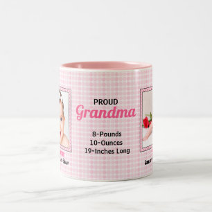 Proud Grandma Rosa Polka dots med Två foton från B Två-Tonad Mugg