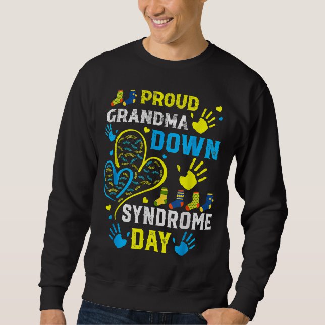 Proud Grandma T21 World Down Syndrome Awareness Da Lång Ärmad Tröja (Framsida)
