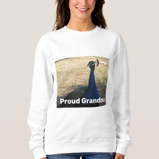 Proud Grandma Vibrant Peacock Photo Animal T Shirt (Framsida)