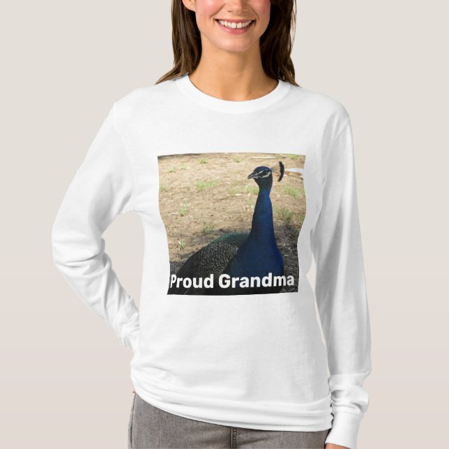 Proud Grandma Vibrant Peacock Photo Natature T Shirt (Framsida)