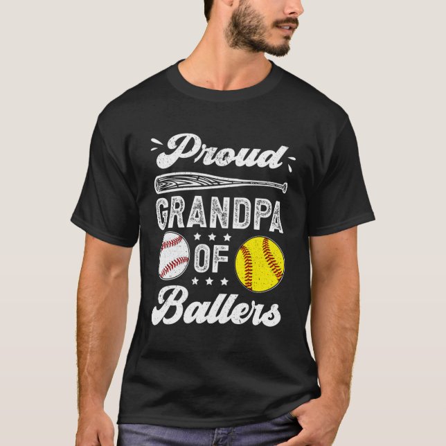 Proud Grandpa, Ballers Baseball Softball Grandpa T Shirt (Framsida)