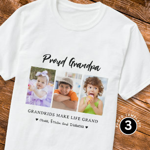 Proud Grandpa Barnbarn Gör liv till Grand 3 Photo T Shirt