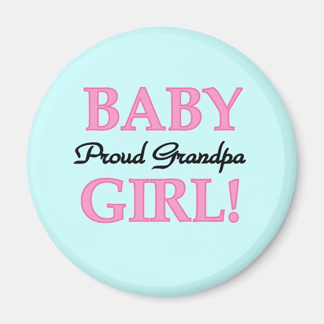 Proud Grandpa Flicka T-shirts och Gifts Magnet (Framsidan)