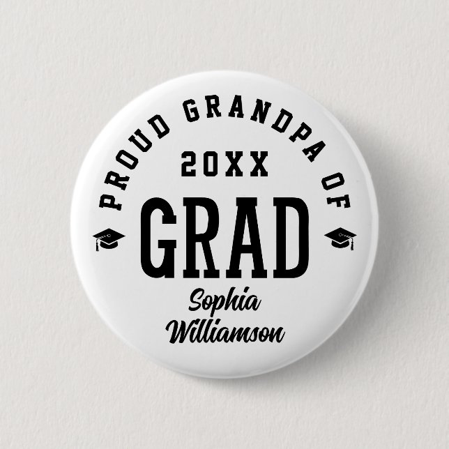 Proud Grandpa Grad Varsity Typography Graduation Knapp (Framsida)