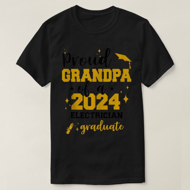Proud Grandpa of 2024 Electrician Student Senior T Shirt (Design framsida)