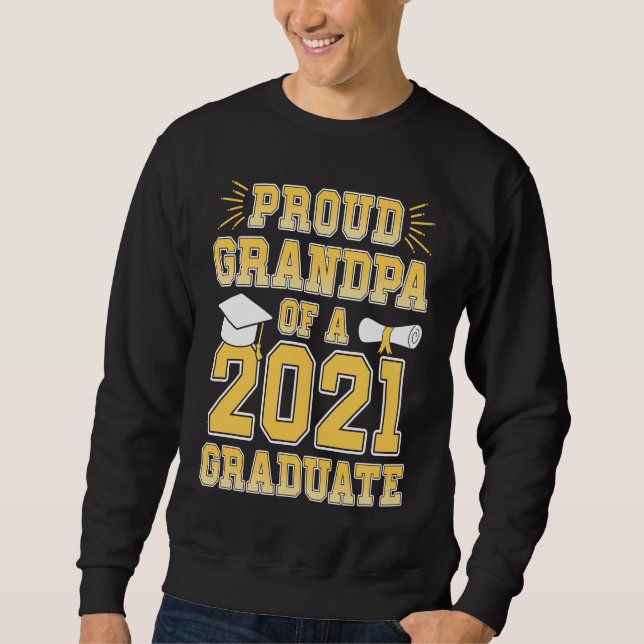 Proud Grandpa of a 2021 Graduate School Graduation Lång Ärmad Tröja (Framsida)