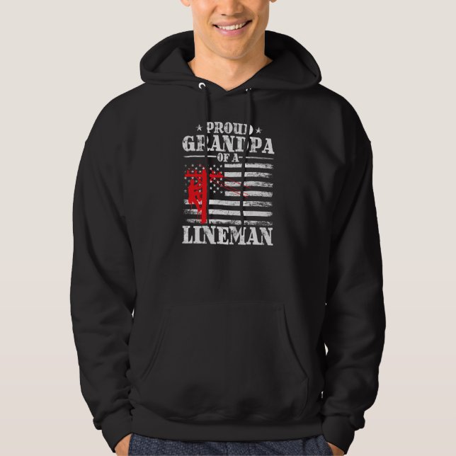 Proud Grandpa of a Lineman gifts for American Hoodie (Framsida)