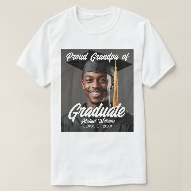 Proud Grandpa of Graduate Photo Graduation T Shirt (Design framsida)
