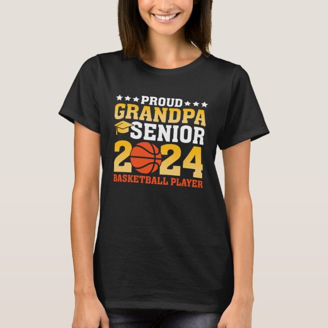 Proud Grandpa Senior Class of 2024 Basketball Play T Shirt (Framsida)
