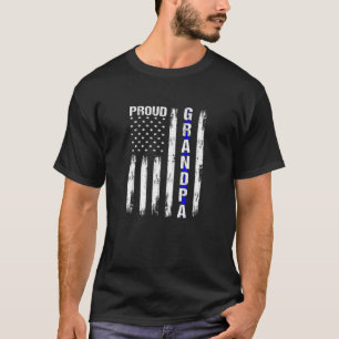 Proud Grandpa Thin Blue Line American Flagga Polic T Shirt