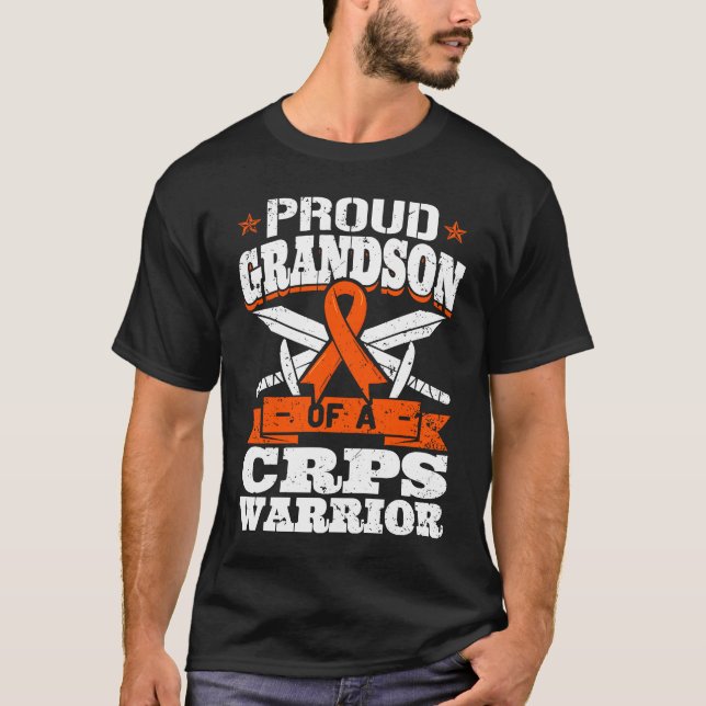 Proud Grandson Of A CRPS Warrior RSD Awareness Rib T Shirt (Framsida)
