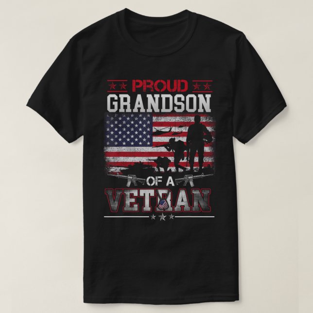 Proud Grandson of a Veteran USA flagga Military Ve T Shirt (Design framsida)