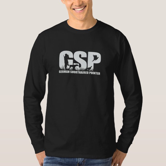 Proud GSP German Shorthaired Pointer hunting hound T Shirt (Framsida)