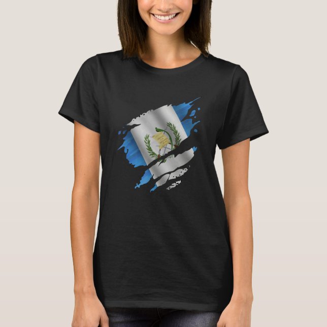 Proud Guatemalan Root Torn Ripped Guatemala Flag T Shirt (Framsida)