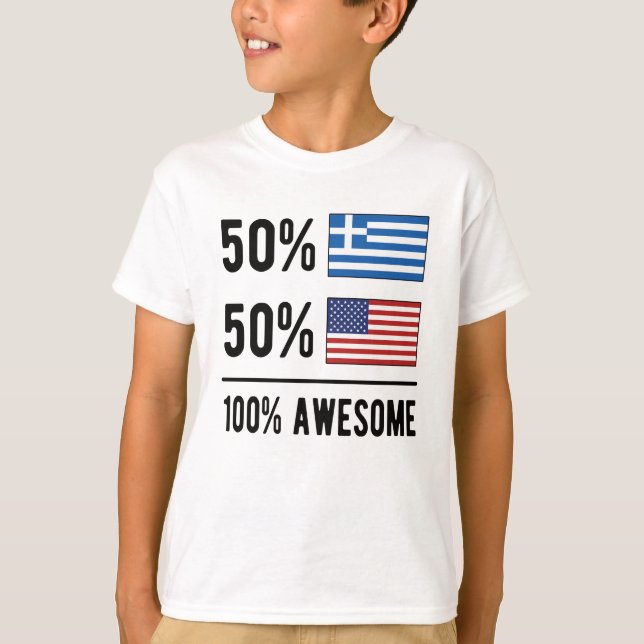 Proud Half Greek Half American Flag Greece USA T Shirt (Framsida)